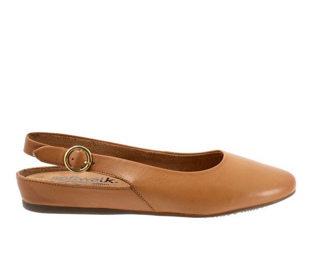 Women's Softwalk Sandy Slingback Flats in Luggage color