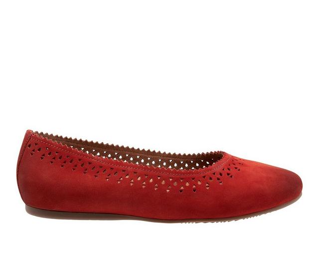 Women's Softwalk Selma Flats in Red Nubuck color