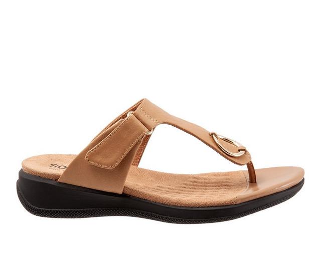 Women's Softwalk Talara Thong Sandals in Tan color