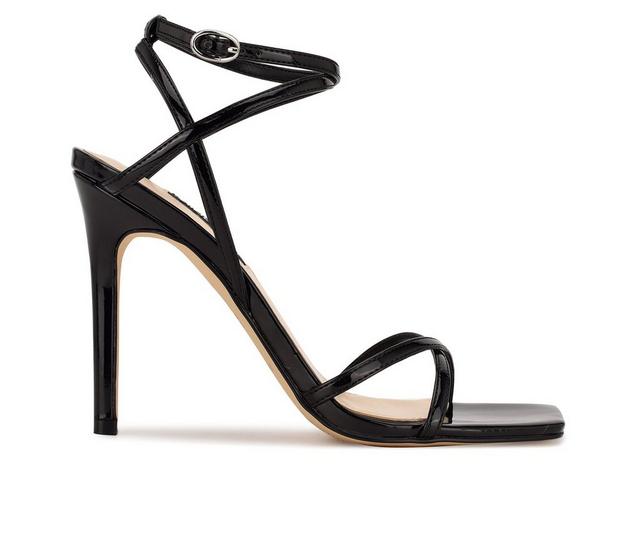 Women's Nine West Tidle Stiletto Sandals in Black Patent color