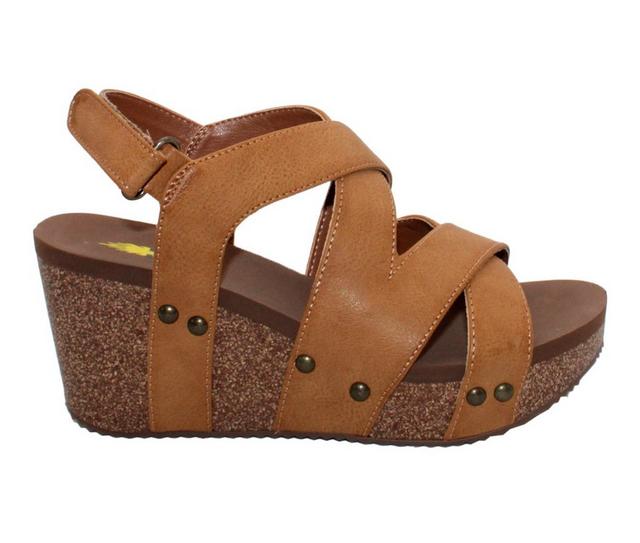 Women's Volatile Tory Platform Wedge Sandals in Tan color