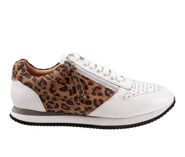 Women's Trotters Infinity Fashion Sneakers in White/Cheetah color