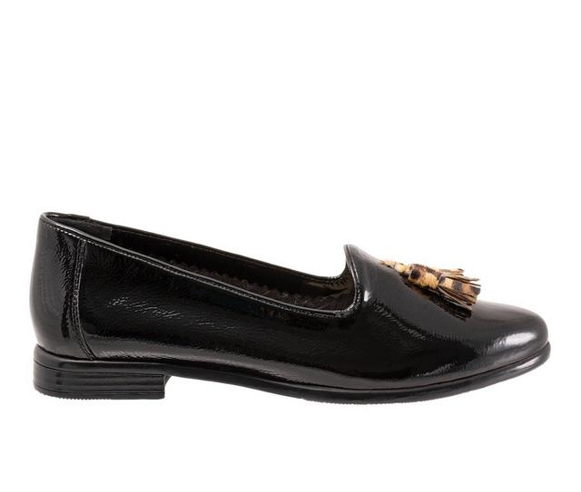Women's Trotters Liz Tassel Loafers in Black Patent color