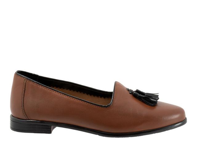 Women's Trotters Liz Tassel Loafers in Luggage/Black color