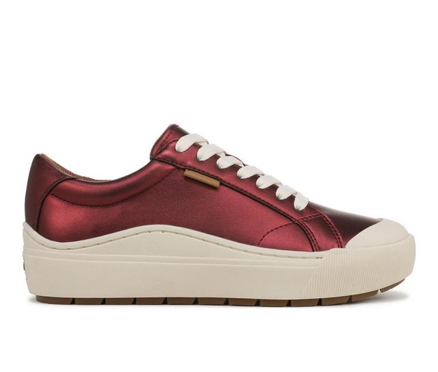 Women's Dr. Scholls Time Off Sustainable Platform Sneakers in Light Burgundy color