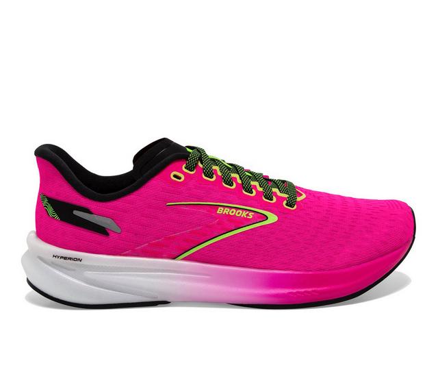 Women's Brooks Hyperion Tempo Running Shoes in PNK GLO/BLK color