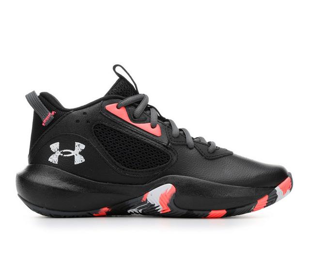Girls' Under Armour Big Kid Lockdown 6 Basketball Shoes in Blk/BlitzRed/Wh color