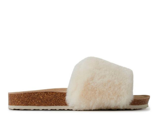 Fireside by Dearfoams Women's Canberra Genuine Shearling Slide Footbed Sandals in Natural color