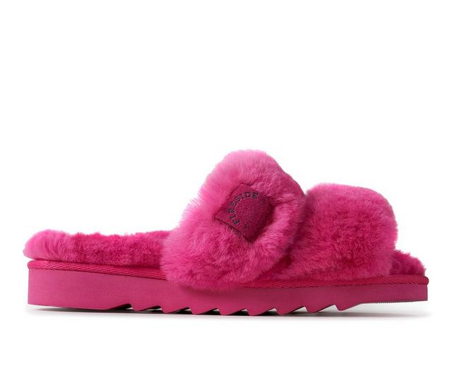 Women's Fireside by Dearfoams Benalla Genuine Shearling Slide in Paradise Pink color