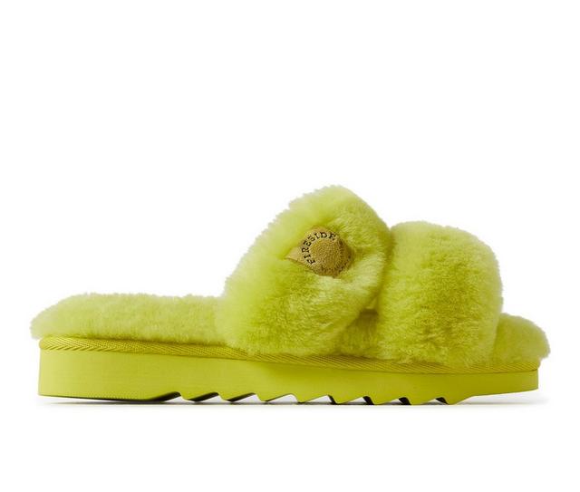 Women's Fireside by Dearfoams Benalla Genuine Shearling Slide in Apple Green color