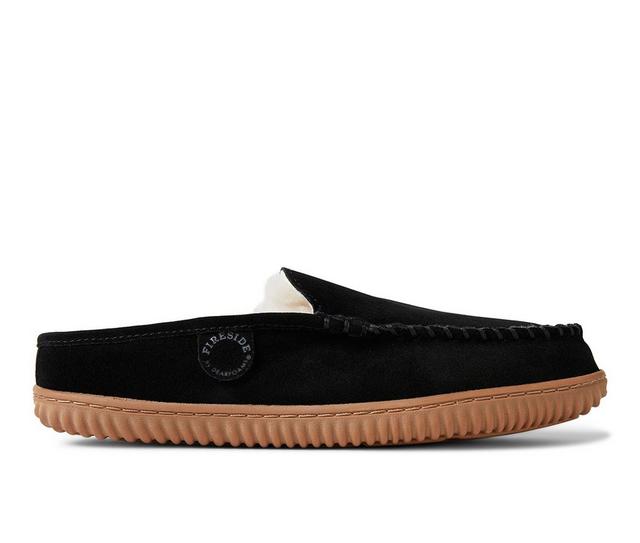 Fireside by Dearfoams Men's Gold Coast Genuine Shearling Slippers in Black color