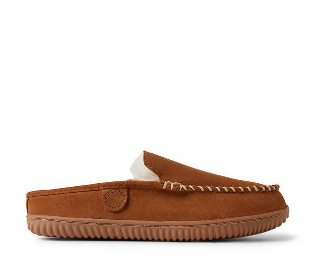 Fireside by Dearfoams Men's Gold Coast Genuine Shearling Slippers in Chestnut color