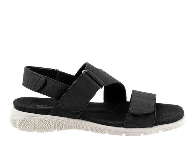 Women's Trotters Tatia Sandals in Black Croco color