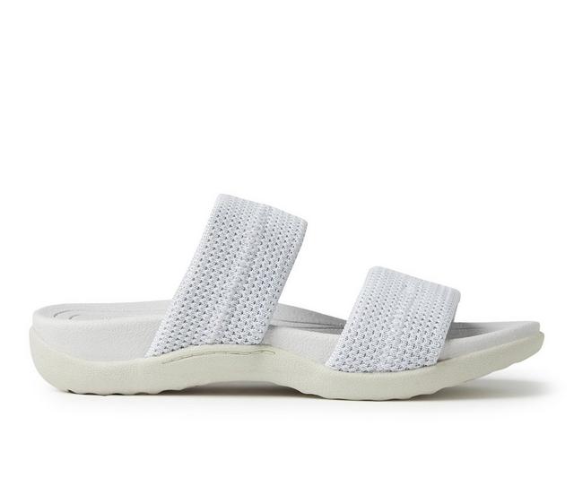 Women's Dearfoams OriginalComfort Low Foam Double Band Sandals in Silver color
