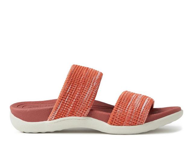 Women's Dearfoams OriginalComfort Low Foam Double Band Sandals in Terra Cotta color