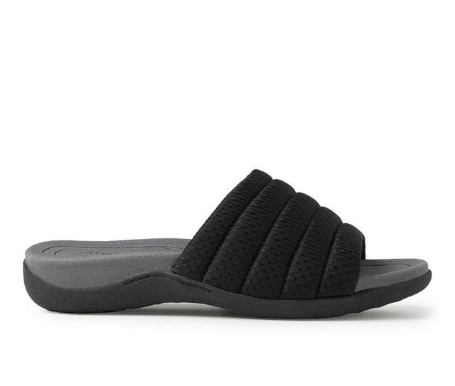 Women's Dearfoams OriginalComfort Low Foam Slide Sandals in Black color
