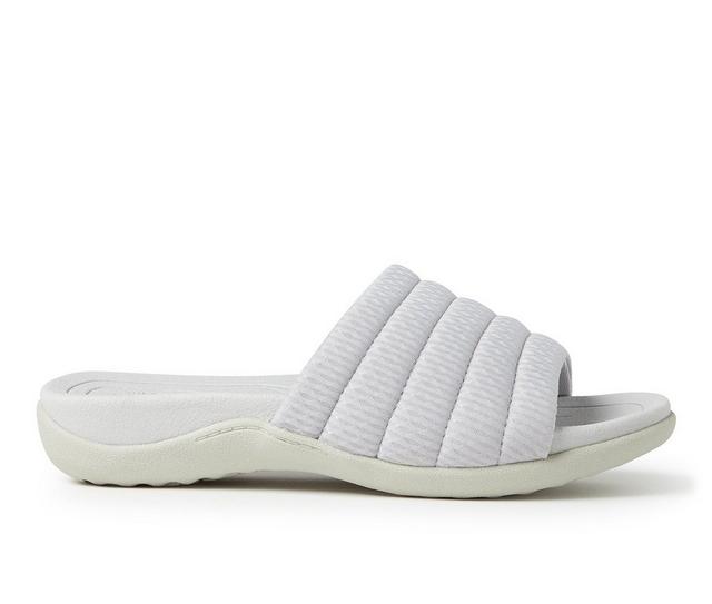 Women's Dearfoams OriginalComfort Low Foam Slide Sandals in Silver color