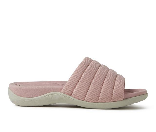 Women's Dearfoams OriginalComfort Low Foam Slide Sandals in Mauve color