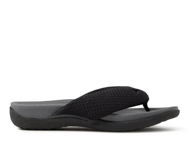 Women's Dearfoams OriginalComfort Low Foam Slide Thong Slipper in Black color