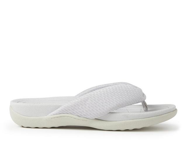 Women's Dearfoams OriginalComfort Low Foam Slide Thong Slipper in Silver color