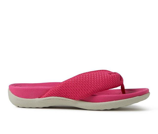 Women's Dearfoams OriginalComfort Low Foam Slide Thong Slipper in Pink color