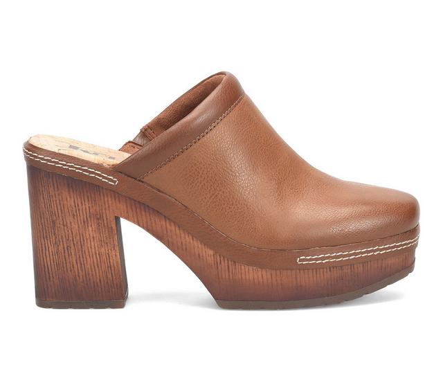 Women's Korks Lori Block Heeled Clogs in Tan color