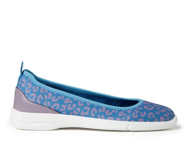 Women's Dearfoams OriginalComfort Easy Foam Ballet Flats in Blue Leopard color