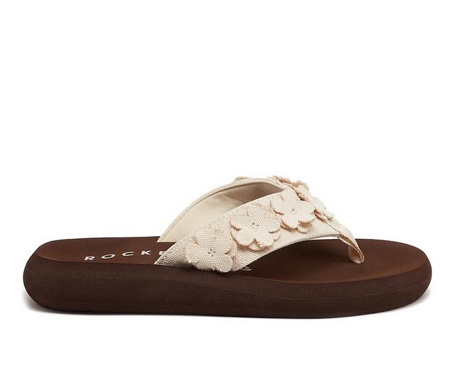 Women's Rocket Dog Sunset Blooms Flip-Flops in Off White color