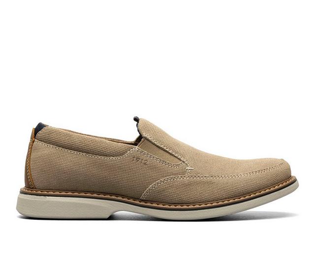 Men's Nunn Bush Otto Moc Toe Slip Loafers in Stone color