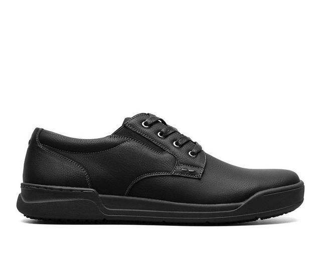 Men's Nunn Bush Tour Work Plain Toe Slip-Resistant Oxfords in Black Smooth color