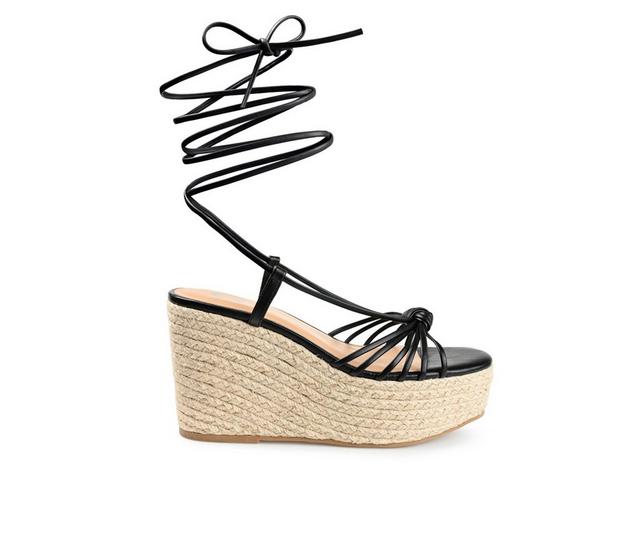 Women's Journee Collection Catalinn Espadrille Platform Wedges in Black color