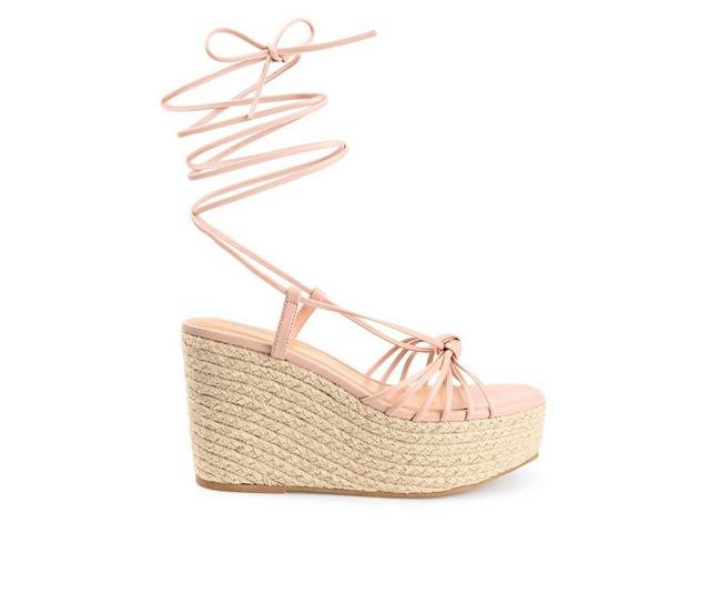 Women's Journee Collection Catalinn Espadrille Platform Wedges in Pink color