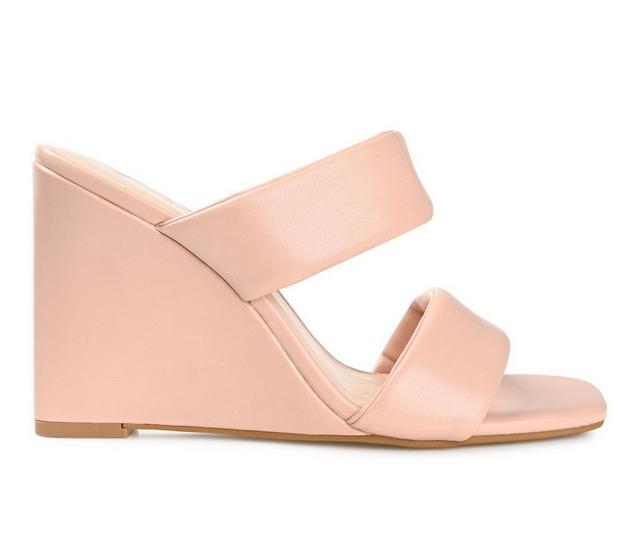 Women's Journee Collection Kailee Wedge Dress Sandals in Blush color