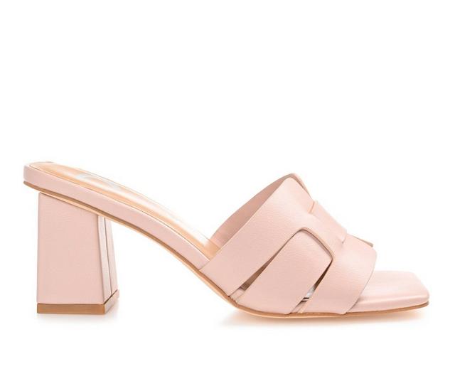 Women's Journee Collection Renatta Block Heel Dress Sandals in Blush color