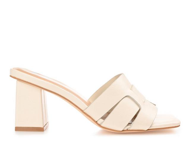 Women's Journee Collection Renatta Block Heel Dress Sandals in Off White color