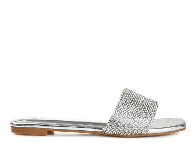 Women's Journee Collection Grayce Special Occasion Slide Sandals in Silver color