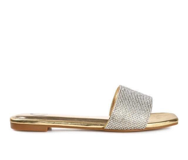 Women's Journee Collection Grayce Special Occasion Slide Sandals in Gold color