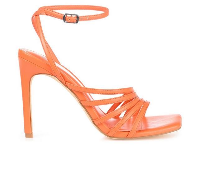 Women's Journee Collection Louella Stiletto Dress Sandals in Orange color
