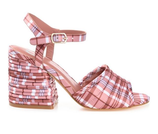 Women's Journee Collection Charmaine Dress Sandals in Plaid color