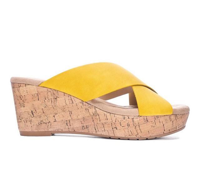 Women's CL By Laundry Dream Day Platform Wedge Sandals in Yellow color