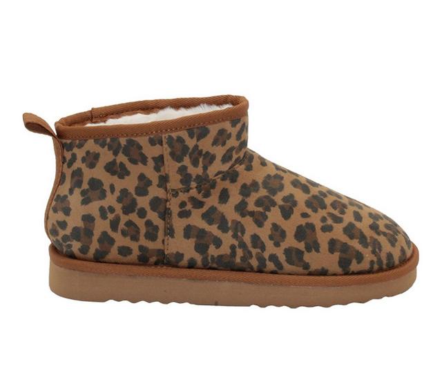 Volatile Scruff Winter Ankle Booties in Tan Leopard color