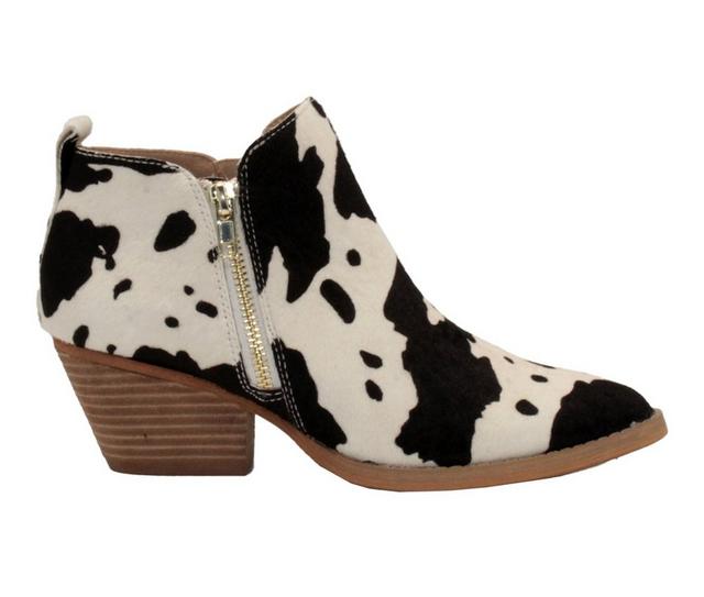 Women's Very Volatile Gracemont Western Ankle Booties in Black/White/Cow color