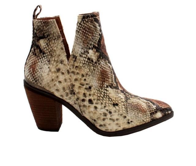 Women's Very Volatile Mumba Western Ankle Booties in Beige Multi color