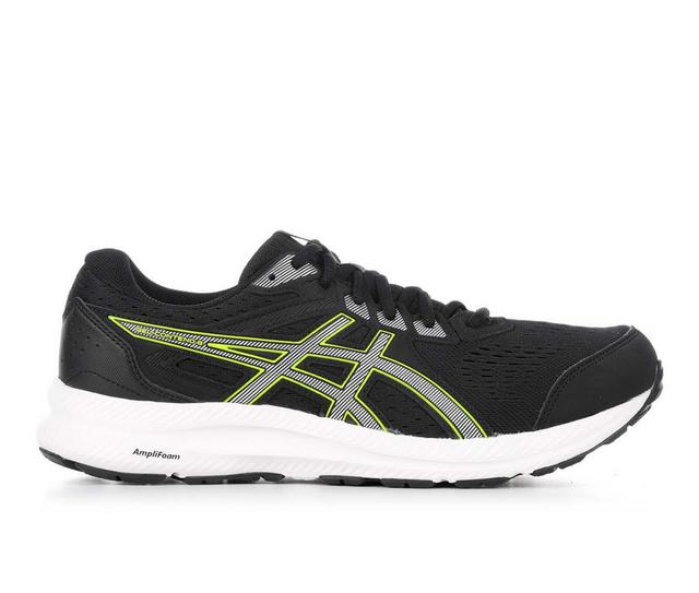 Men's ASICS Gel Contend 8 Running Shoes in Blk/Slv/Grn color