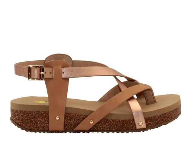 Women's Volatile Engie Platform Footbed Sandals in Rose Gold color