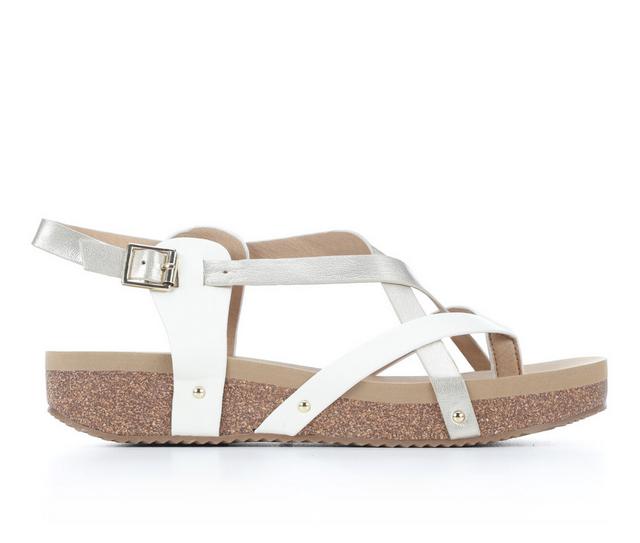 Women's Volatile Engie Platform Footbed Sandals in Platinum color