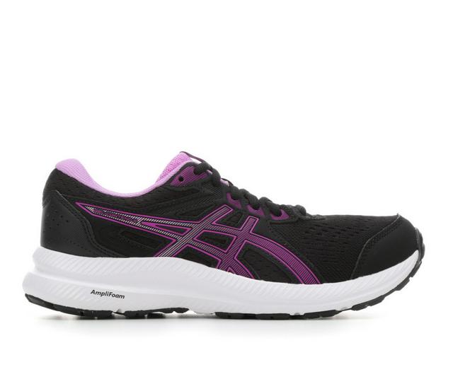 Women's ASICS Gel Contend 8 Running Shoes in Black/Orchid color