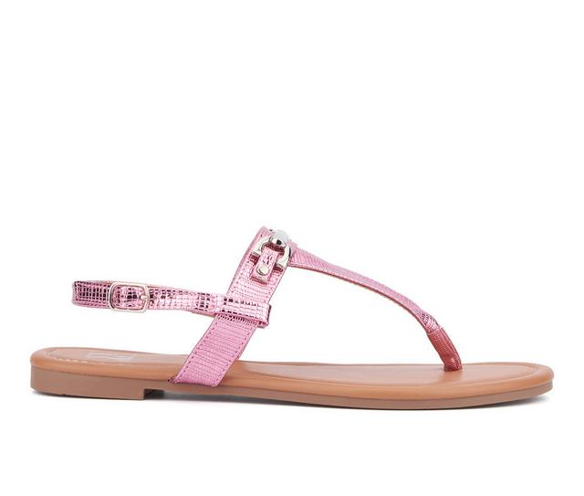 Women's New York and Company Angelica Sandals in Pink Lizard color