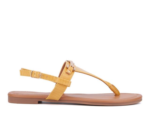 Women's New York and Company Angelica Sandals in Yellow Lizard color