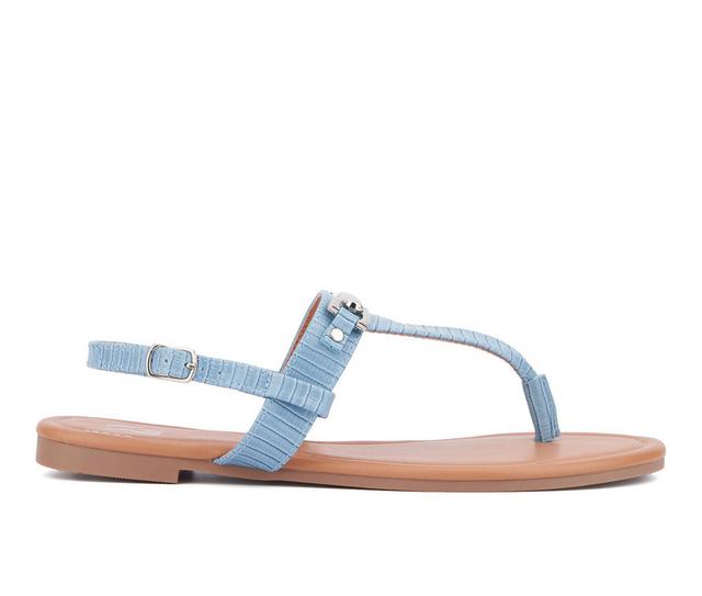 Women's New York and Company Angelica Sandals in Blue Lizard color